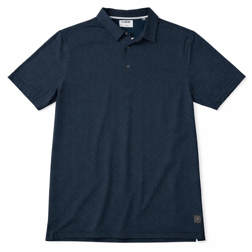 Linksoul Men’s Short Sleeve Polo Shirt | Blue Geometric Print | Size L